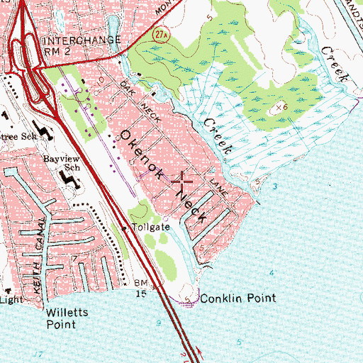 Topographic Map of Okenok Neck, NY