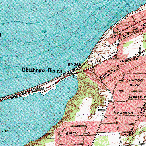 Topographic Map of Oklahoma Beach, NY