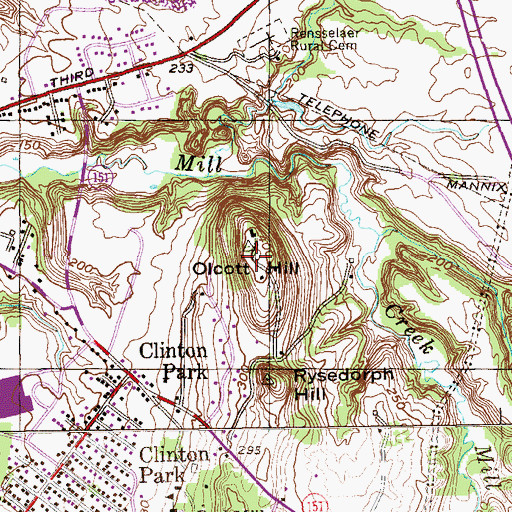 Topographic Map of Olcott Hill, NY