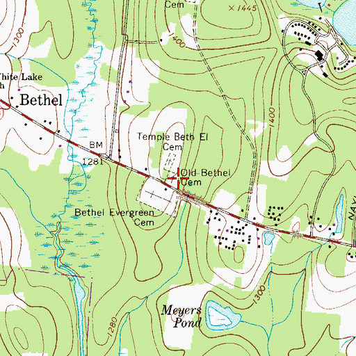 Topographic Map of Old Bethel Cemetery, NY