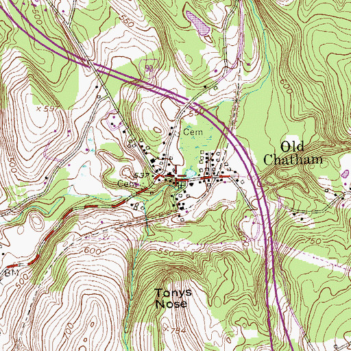 Topographic Map of Old Chatham, NY