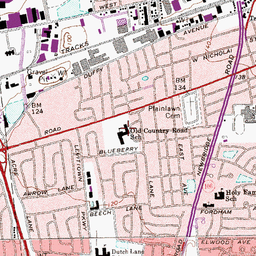 Topographic Map of Old Country Road School, NY