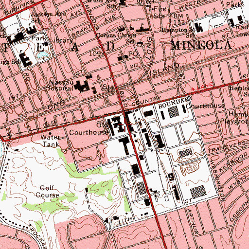 Topographic Map of Old Nassau County Courthouse, NY