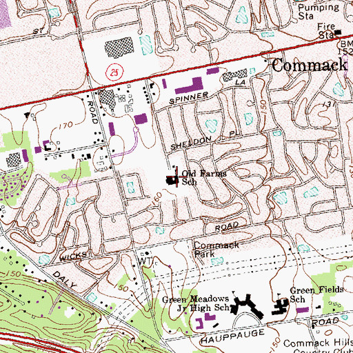 Topographic Map of Old Farms School, NY