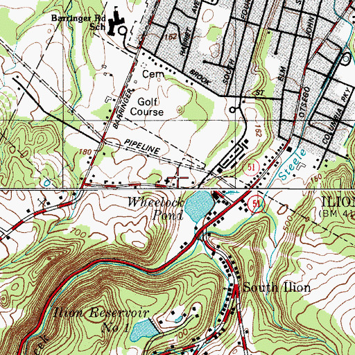 Topographic Map of Old Forge School (historical), NY