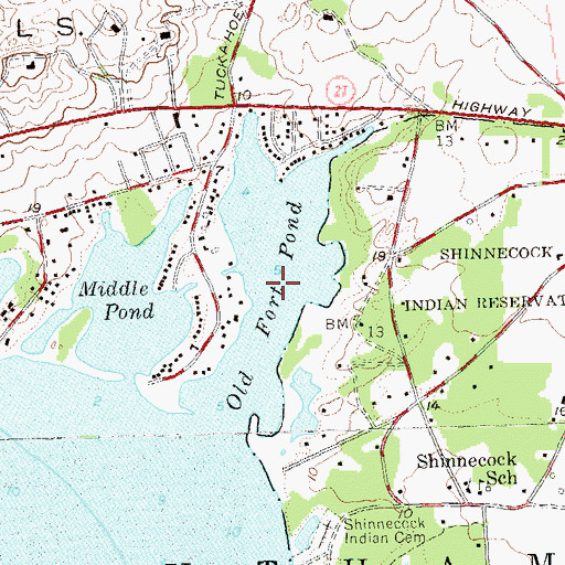 Topographic Map of Old Fort Pond, NY