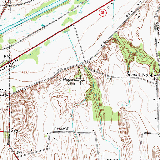 Topographic Map of Old Houser Cemetery, NY