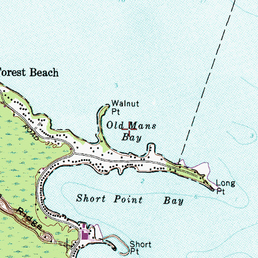 Topographic Map of Old Mans Bay, NY