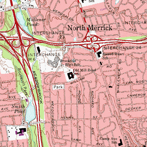 Topographic Map of Old Mill Road School, NY