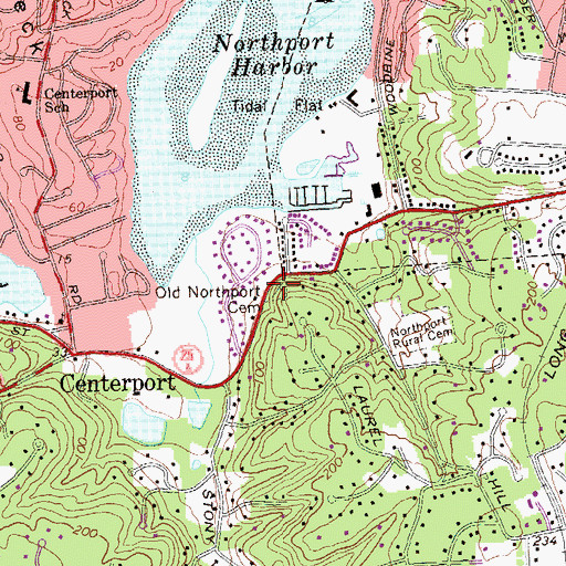 Topographic Map of Old Northport Cemetery, NY