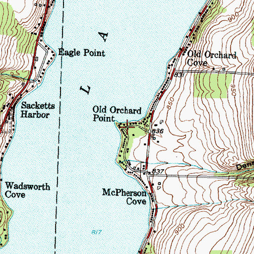 Topographic Map of Old Orchard Point, NY