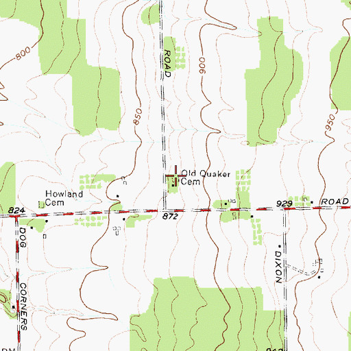 Topographic Map of Old Quaker Cemetery, NY