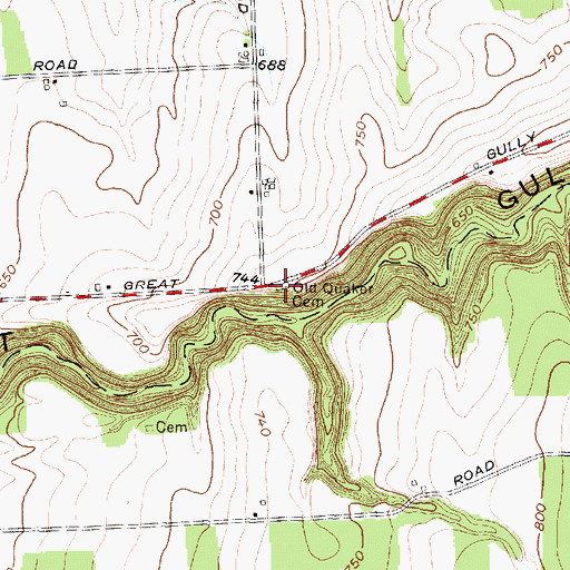 Topographic Map of Old Quaker Cemetery, NY