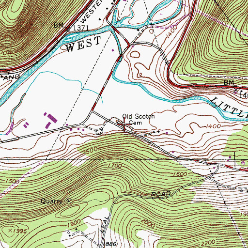 Topographic Map of Flats Cemetery, NY