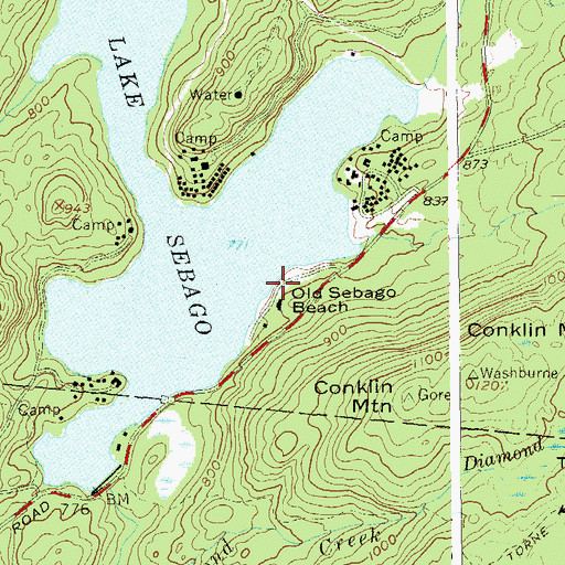 Topographic Map of Old Sebago Beach, NY