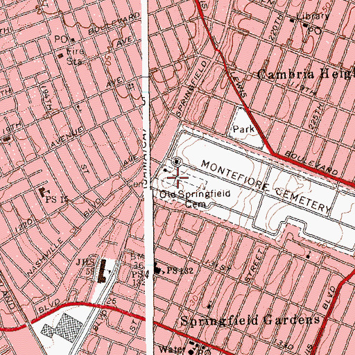 Topographic Map of Springfield Cemetery, NY