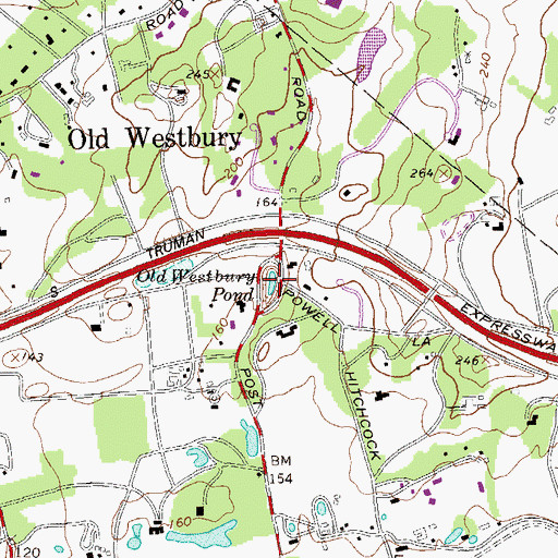 Topographic Map of Old Westbury Pond, NY