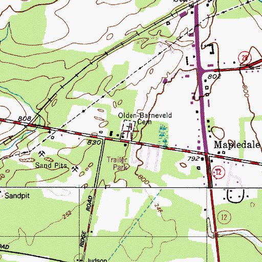 Topographic Map of Olden Barneveld Cemetery, NY