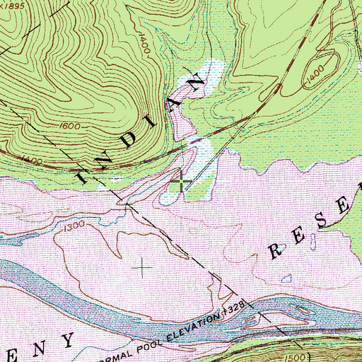 Topographic Map of Old Town Cemetery, NY