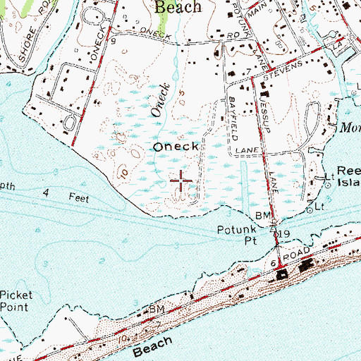 Topographic Map of Oneck, NY