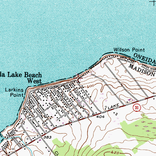 Topographic Map of Oneida Lake Beach West, NY