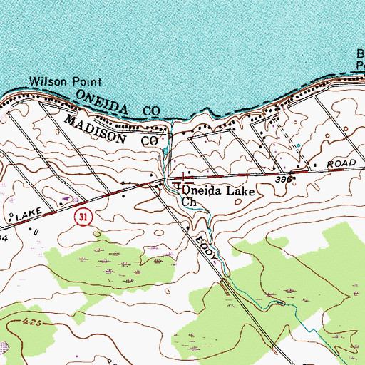 Topographic Map of Oneida Lake Church, NY
