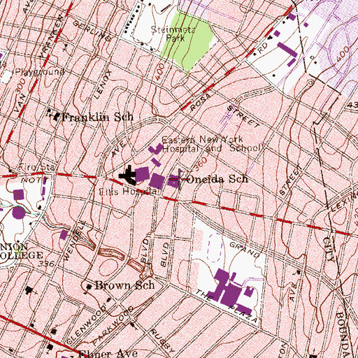 Topographic Map of Oneida Middle School, NY