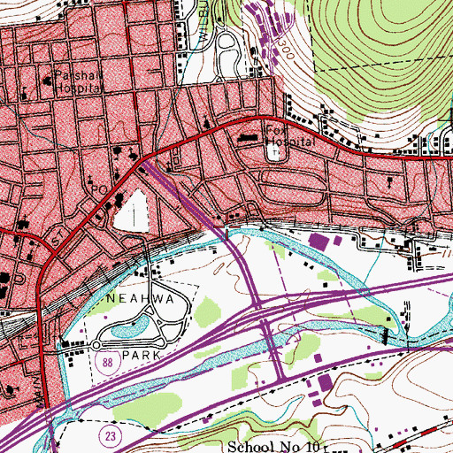 Topographic Map of Oneonta Creek, NY
