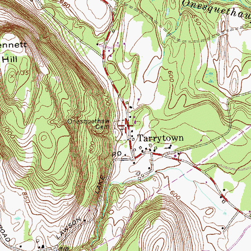 Topographic Map of Onesquethaw Cemetery, NY