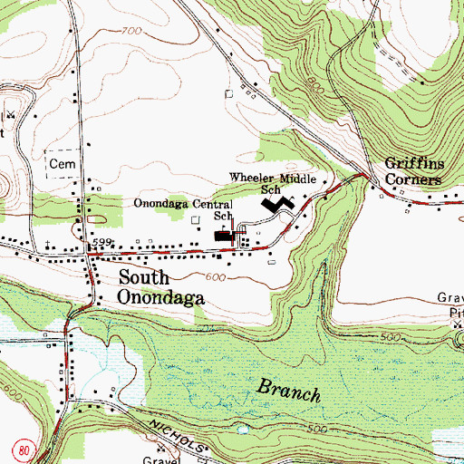Topographic Map of Onondaga High School, NY