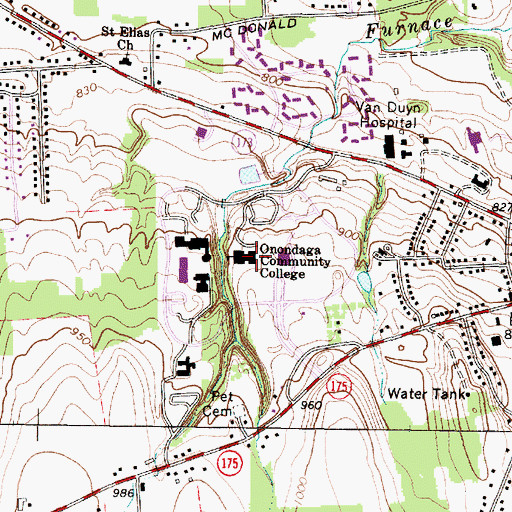 Topographic Map of Onondaga Community College, NY