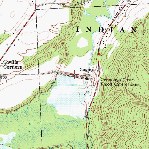 Topographic Map of Onondaga Creek Flood Control Dam, NY