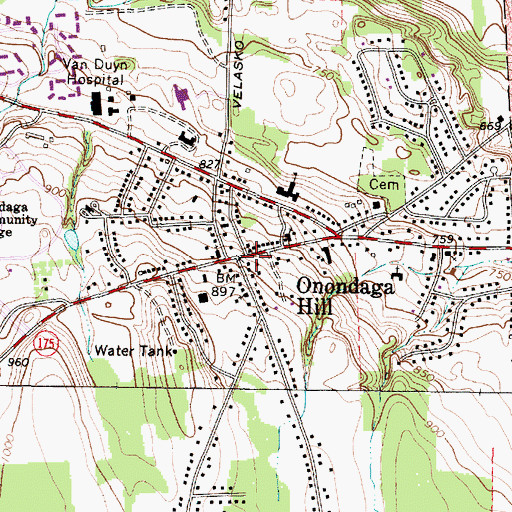 Topographic Map of Onondaga Hill, NY