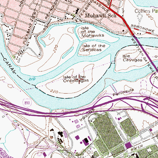 Topographic Map of Isle of the Onondagas, NY