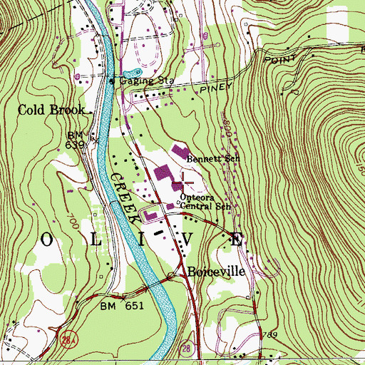 Topographic Map of Onteora High School, NY