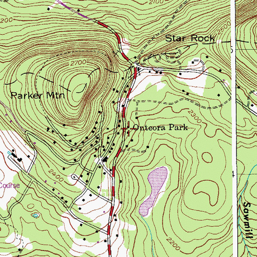 Topographic Map of Onteora Park, NY