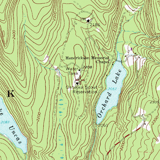 Topographic Map of Onteora Scout Reservoir, NY