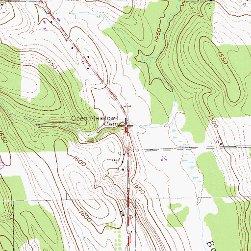 Topographic Map of Open Meadows Cemetery, NY