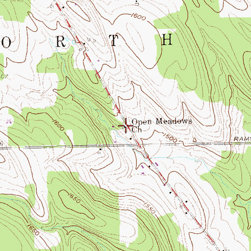 Topographic Map of Open Meadows Church, NY