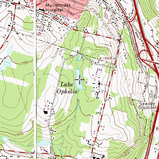 Topographic Map of Lake Ophelia, NY