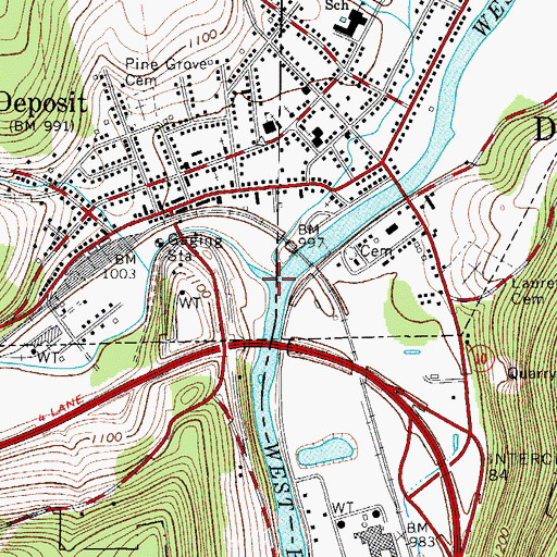 Topographic Map of Oquaga Creek, NY