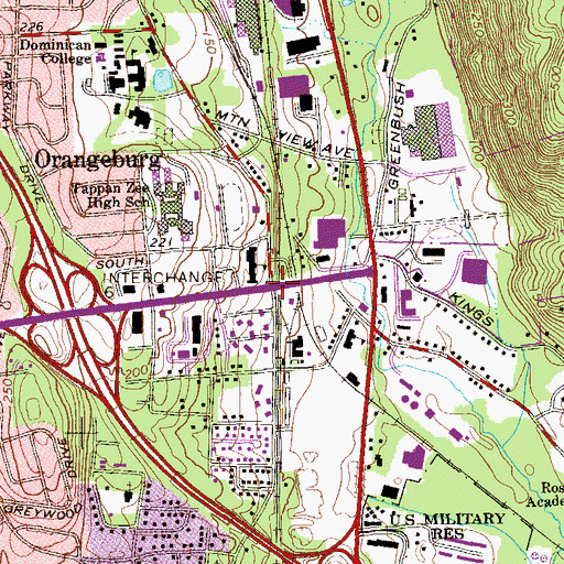 Topographic Map of Orangeburg, NY