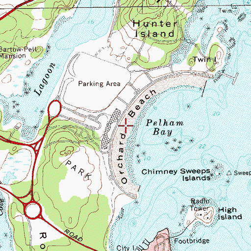 Topographic Map of Orchard Beach, NY