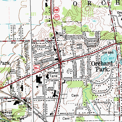 Topographic Map of Orchard Park, NY