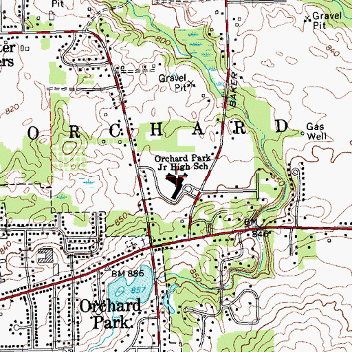 Topographic Map of Orchard Park High School, NY