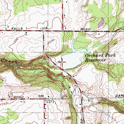 Topographic Map of Orchard Park Reservoir, NY
