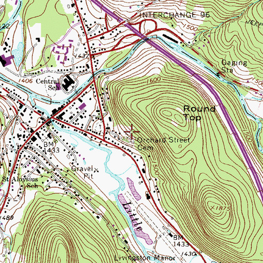 Topographic Map of Orchard Street Cemetery, NY