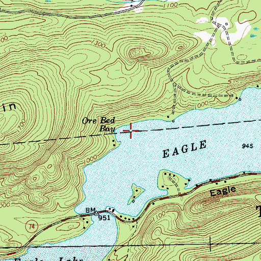 Topographic Map of Ore Bed Bay, NY