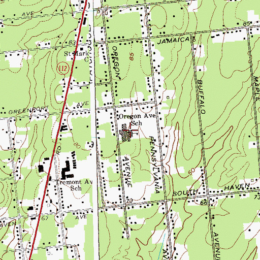 Topographic Map of Oregon Avenue School, NY