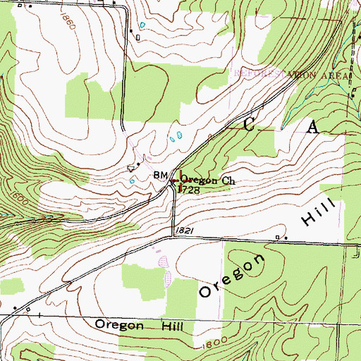 Topographic Map of Oregon Church, NY